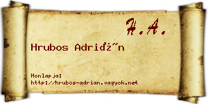 Hrubos Adrián névjegykártya